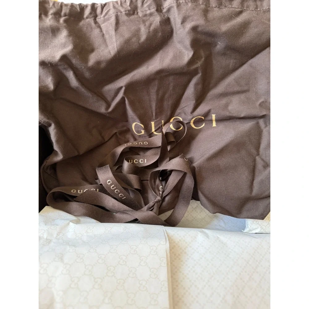Gucci Empty Gift Box Dust Bag Ribbon Tissue Paper Monogram Brown Firenze 1921